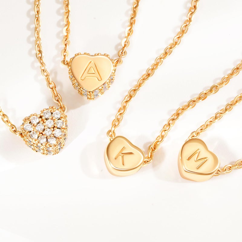 Fettero Tiny Gold Initial Heart Necklace-14K Gold Plated Handmade Dainty Personalized Letter Heart Choker Necklace For Women Necklace Jewelry - Image 4